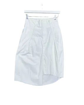 Size 0 (6) | Bassike White Asymmetrical Raw Hem Midi Skirt