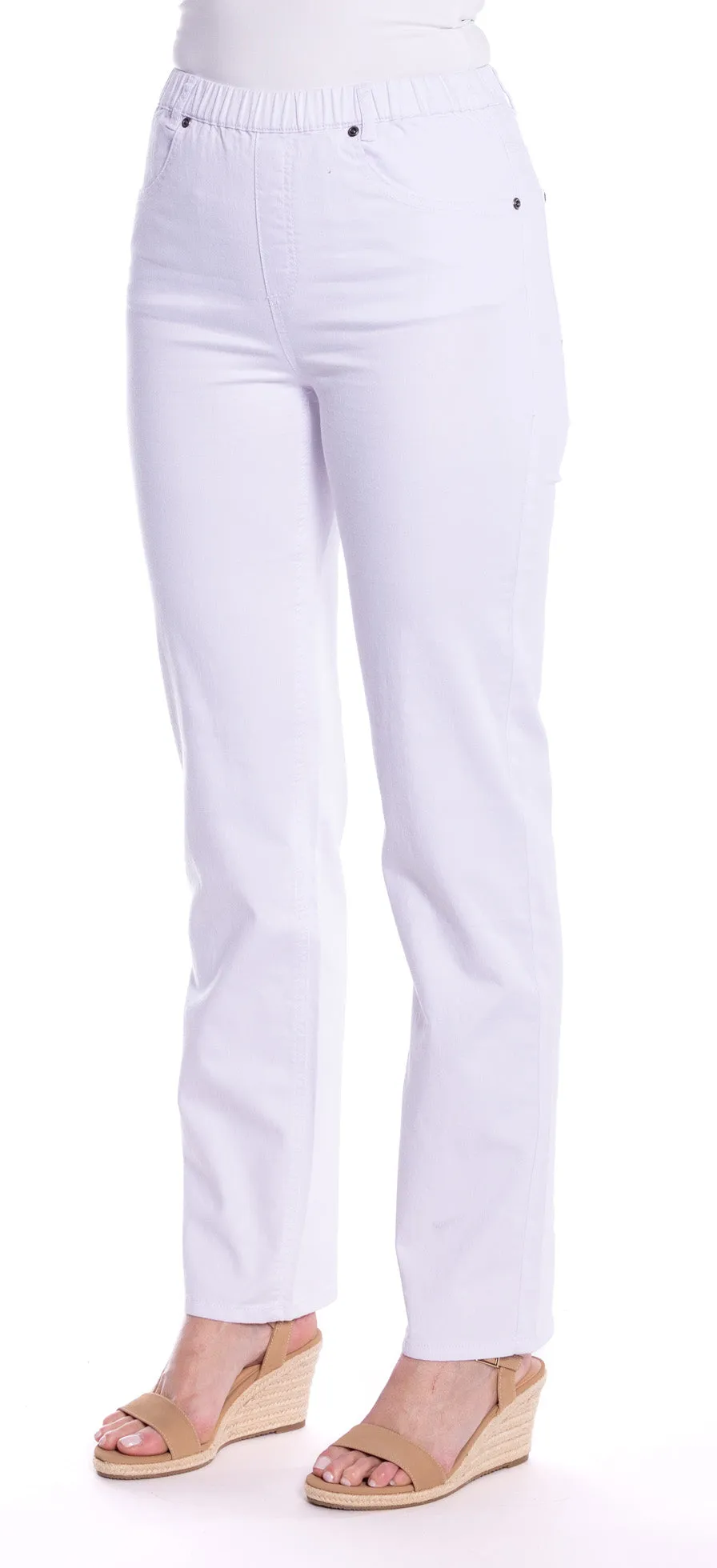 Straight Leg Coloured Jeans by  Café Latte - White