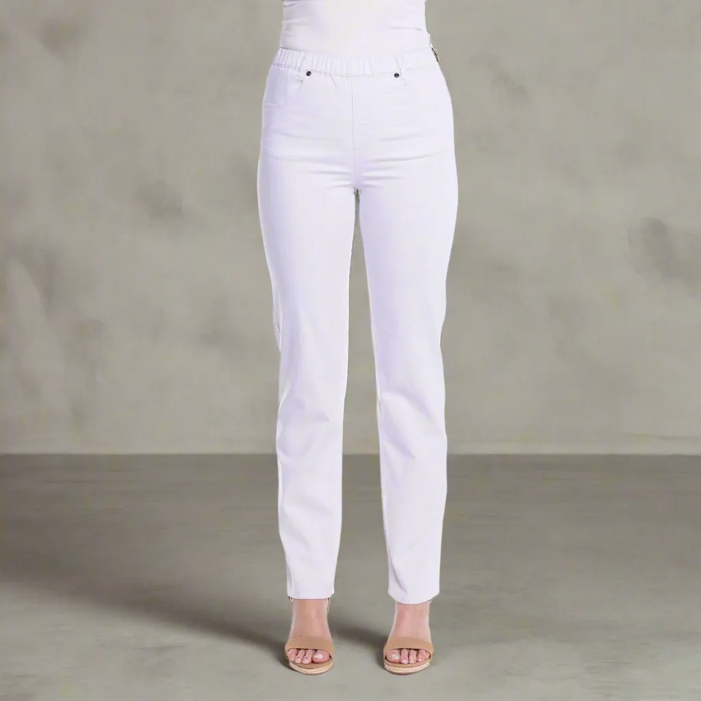 Straight Leg Coloured Jeans by  Café Latte - White