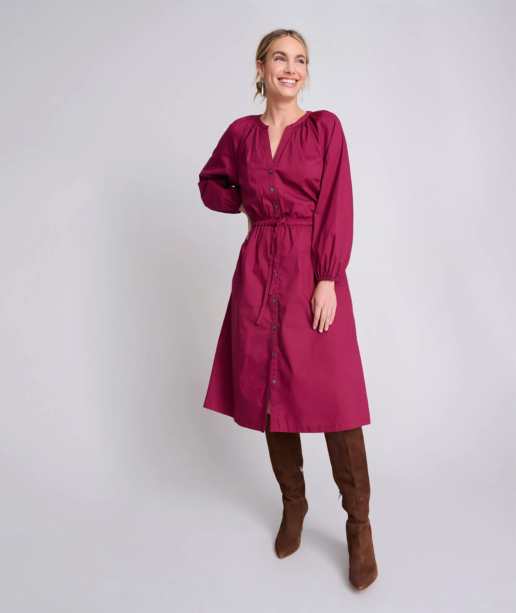 Stretch Cotton Midi Farrah Dress