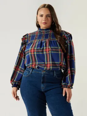 Sugarlips Plus Long Sleeve Mock Neck Plaid Top - Brands We Love