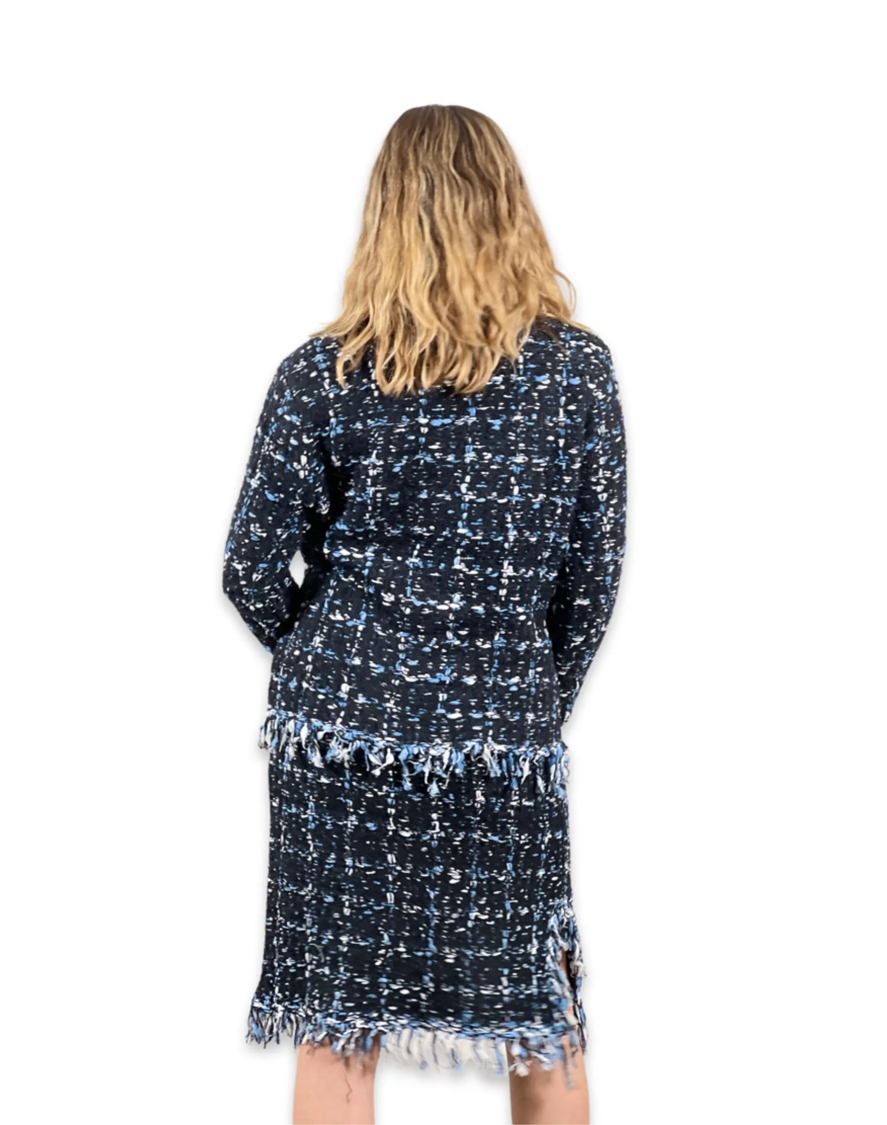 Sweater knit Tweed Skirt (Black.Blue)