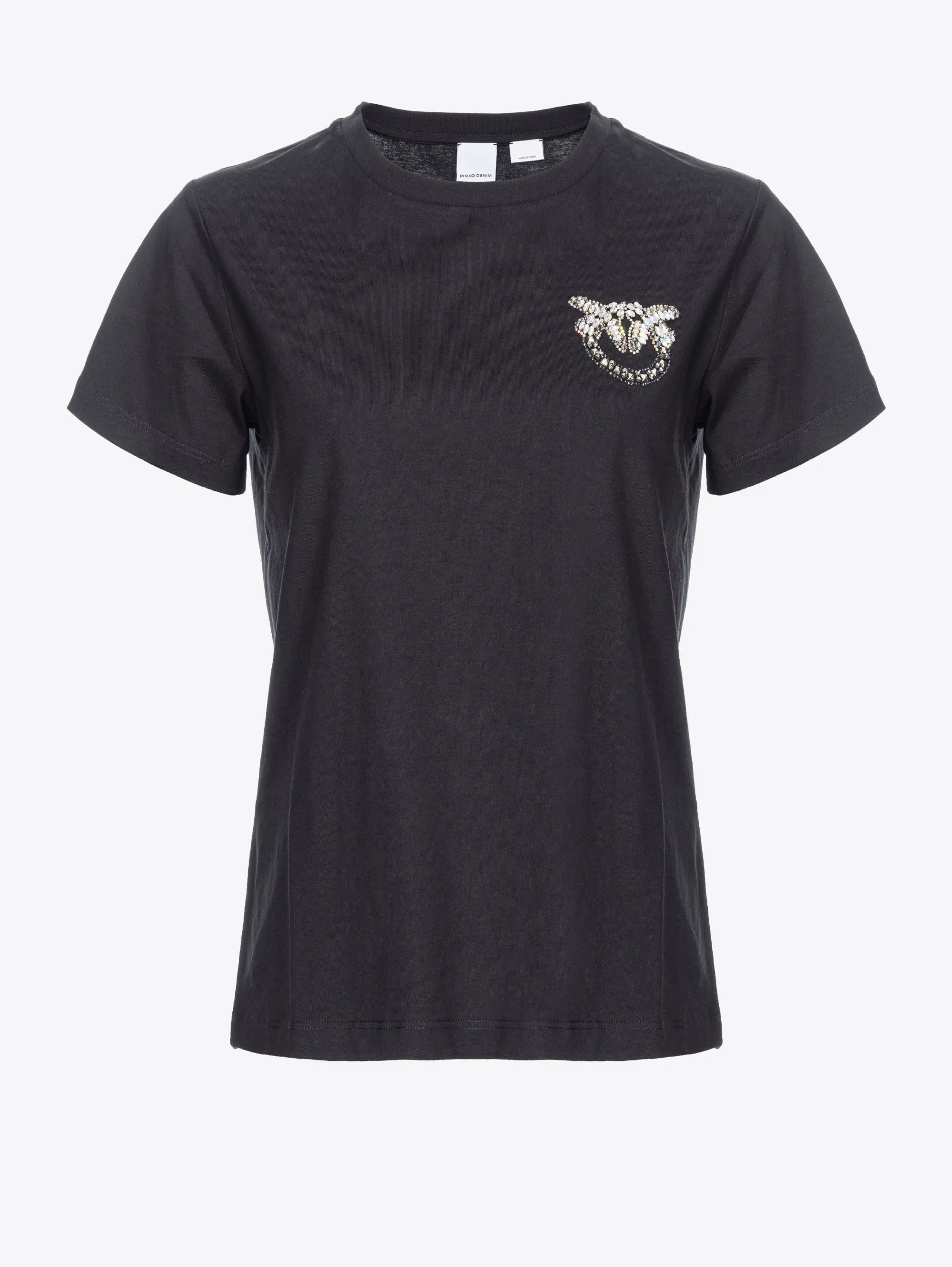 T-shirt con Ricamo Gioiello Nero