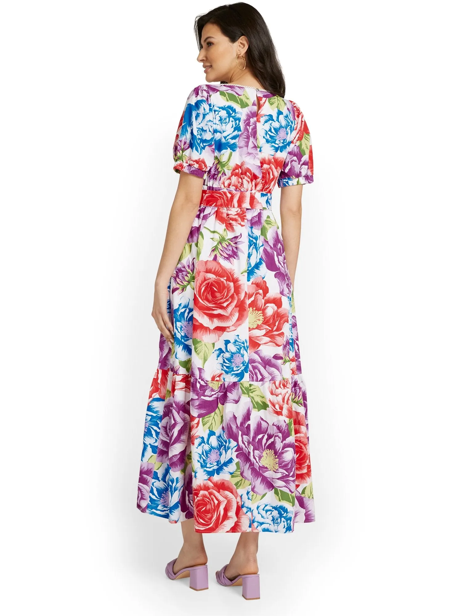 Tall Floral-Print Puff-Sleeve Maxi Dress