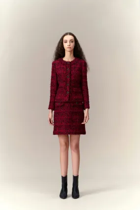 Textured Patch-pocket Tweed Jacket