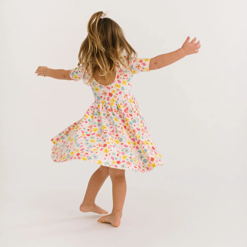 The Short Sleeve Ballet Dress in Cheery Bouquet