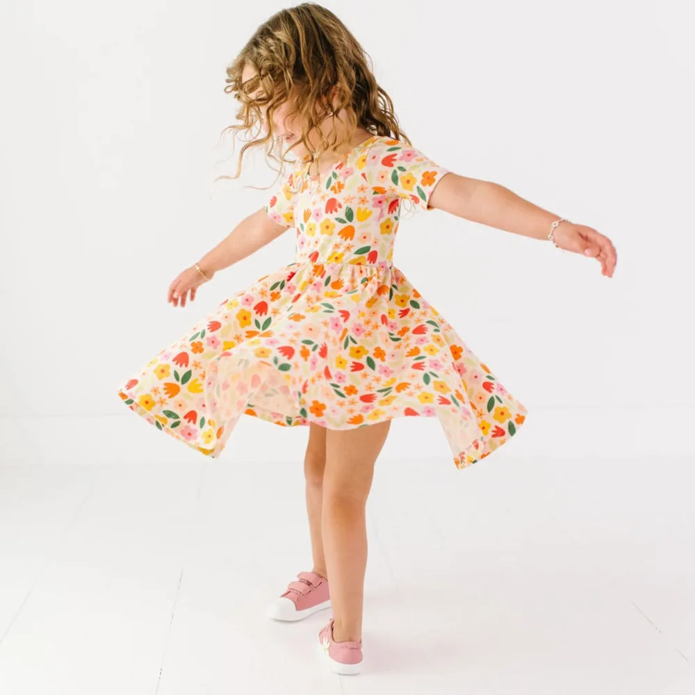 The Short Sleeve Ballet Dress in Petal Party