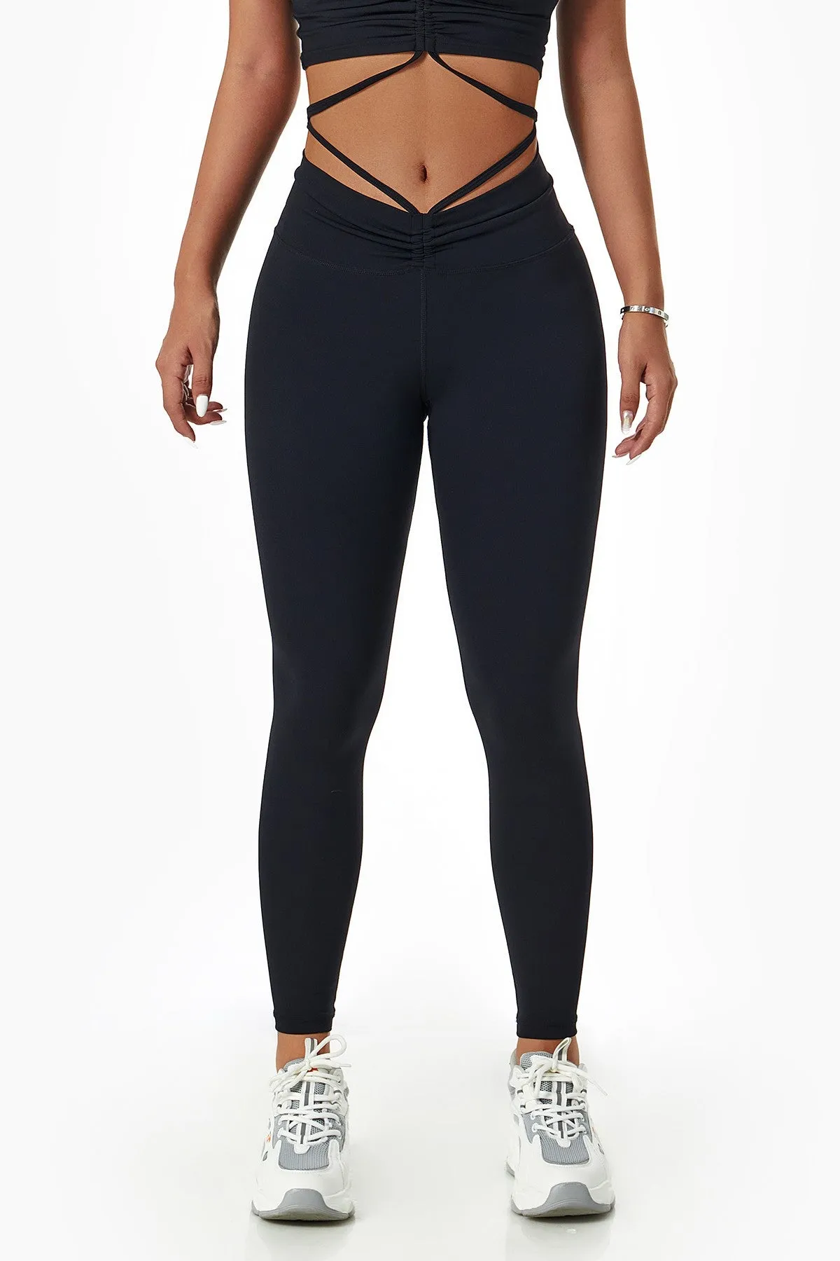 Tie Detail Ruched Crossover Leggings