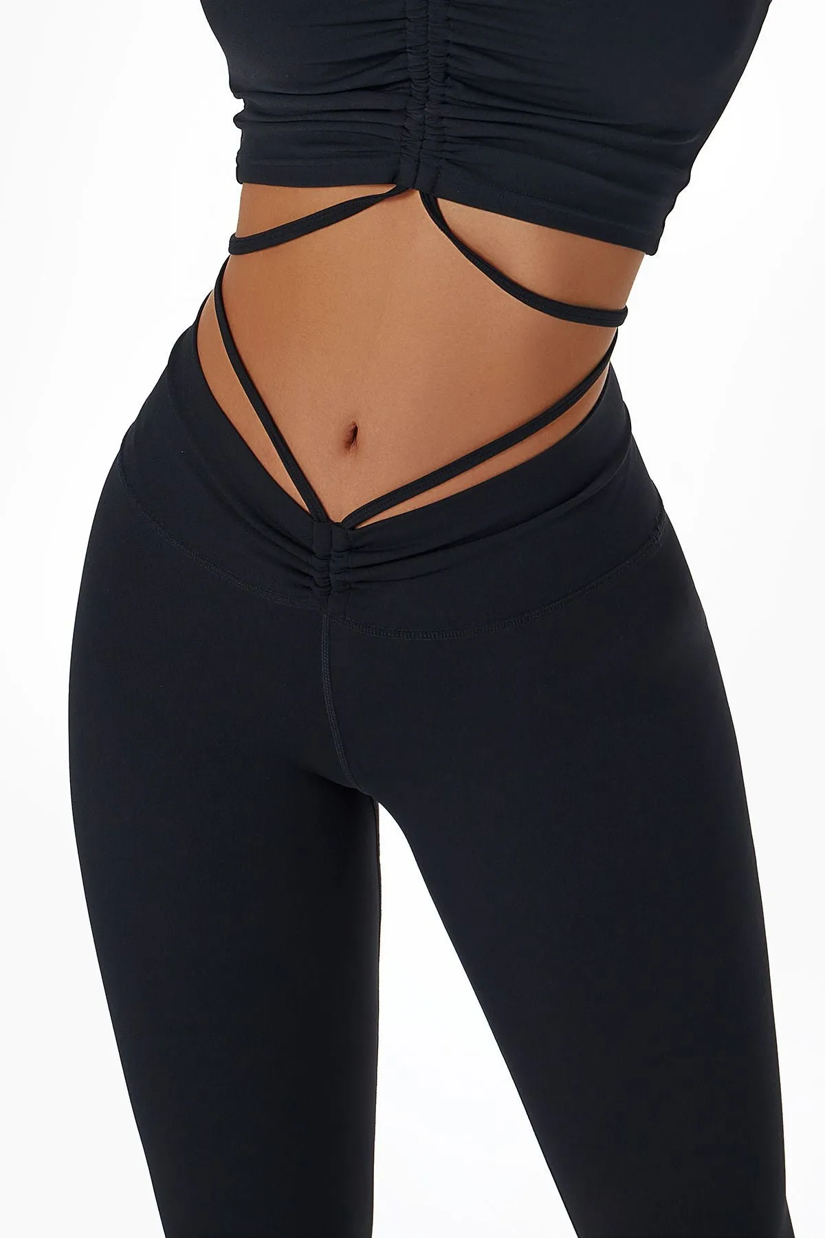 Tie Detail Ruched Crossover Leggings