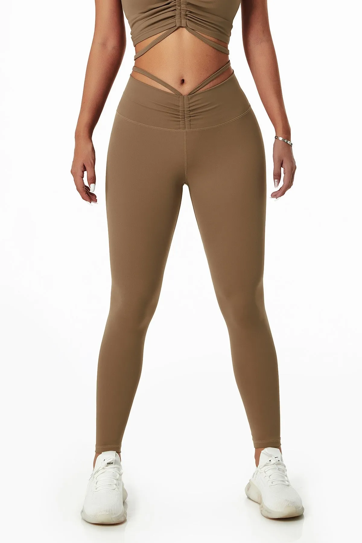 Tie Detail Ruched Crossover Leggings