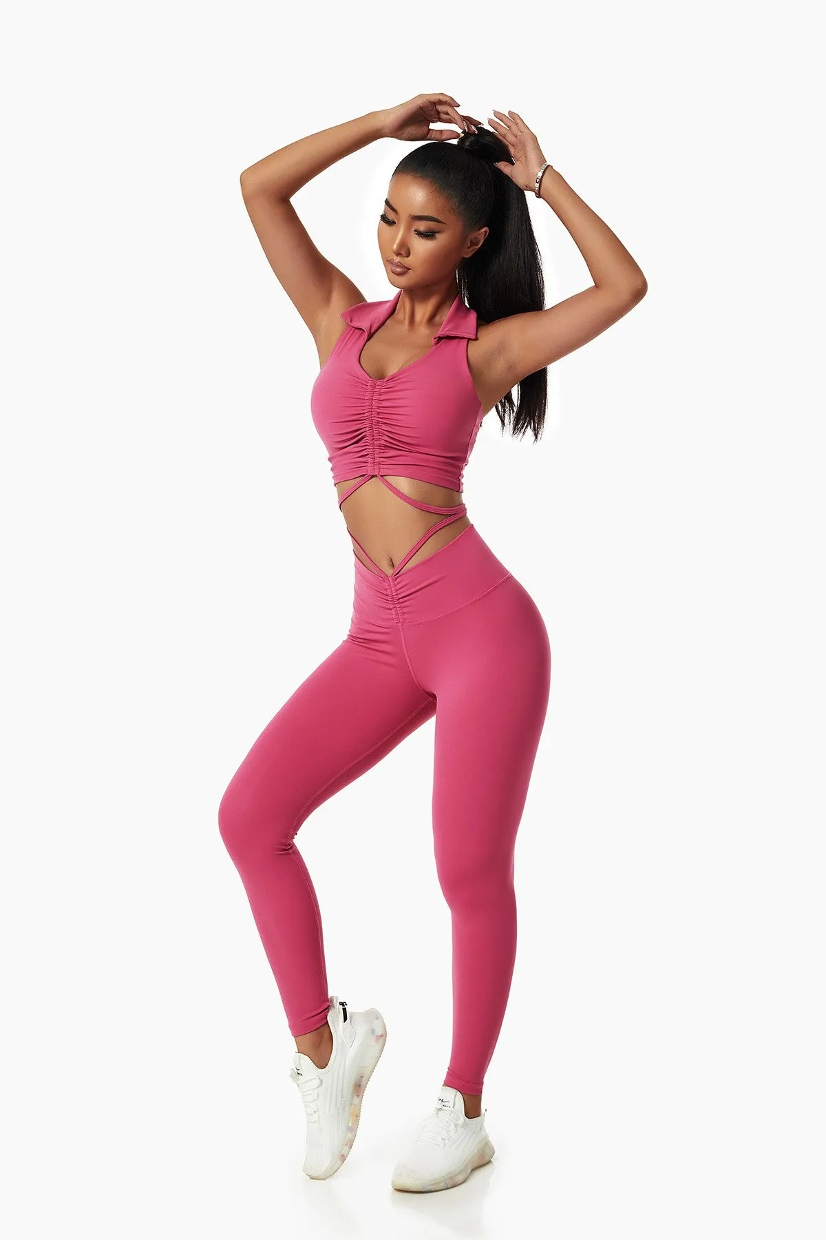Tie Detail Ruched Crossover Leggings
