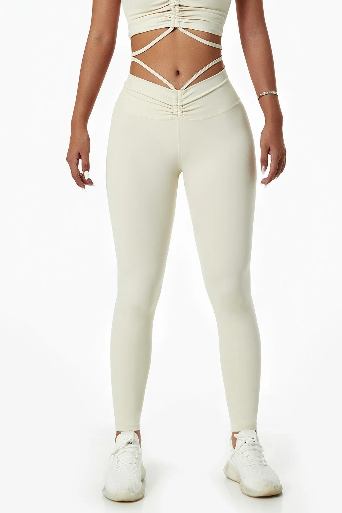 Tie Detail Ruched Crossover Leggings