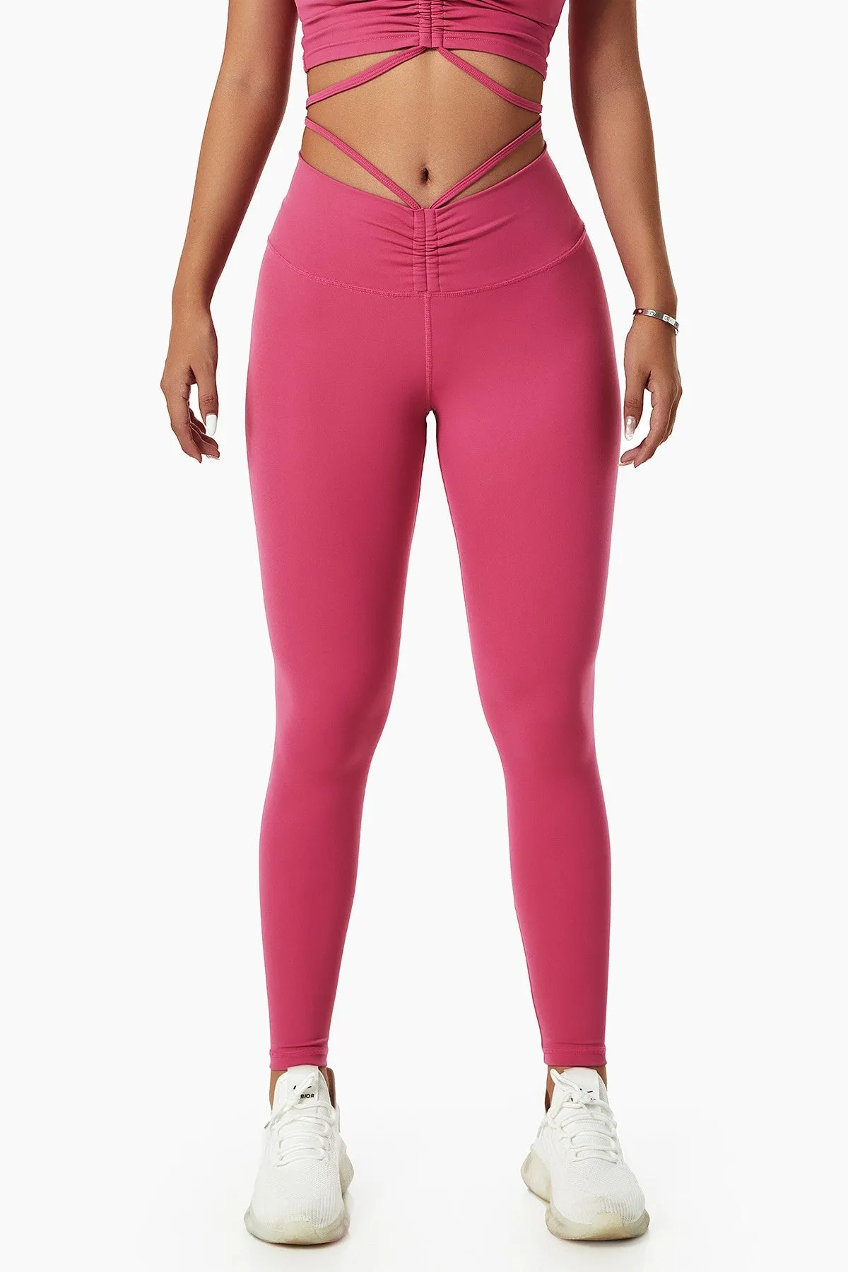 Tie Detail Ruched Crossover Leggings