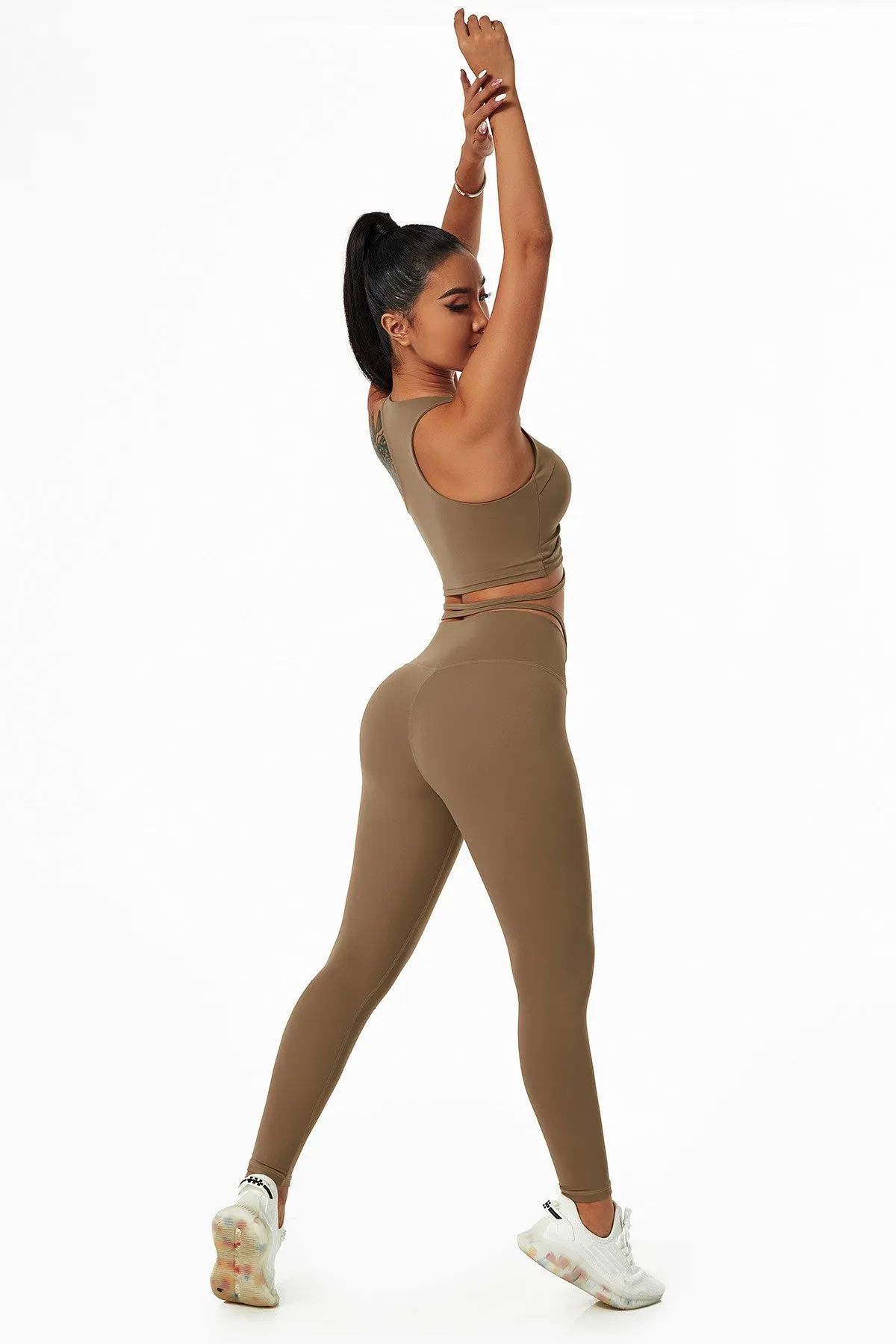 Tie Detail Ruched Crossover Leggings