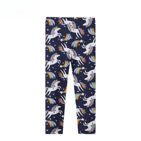 Toddler/Kid Girl's Cartoon Rainbow-colored Unicorns Print Design Leggings