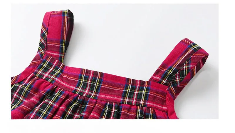 Toddler/Kid Girl's Red Plaid Dress with White Shirt Set