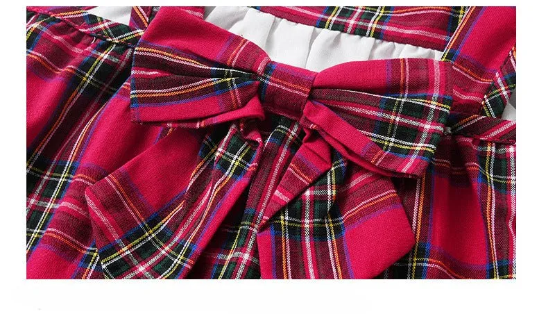 Toddler/Kid Girl's Red Plaid Dress with White Shirt Set