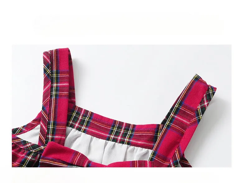 Toddler/Kid Girl's Red Plaid Dress with White Shirt Set