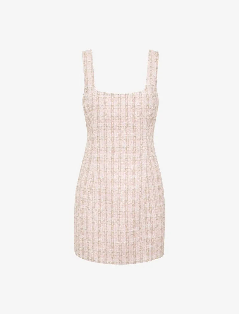 Twiggy Mini Dress | Pink Shimmer Tweed