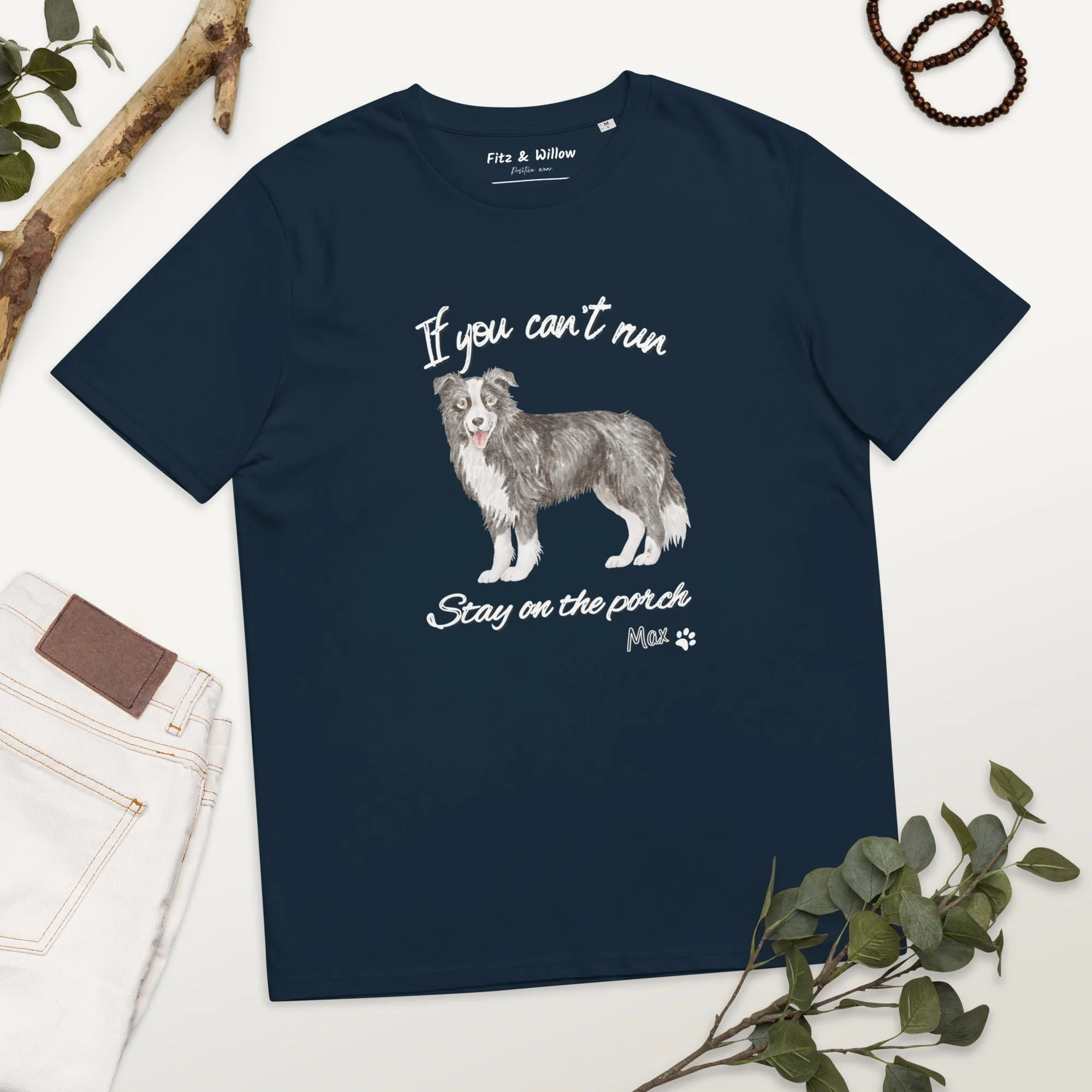 Unisex organic cotton t-shirt Border Collie Runner