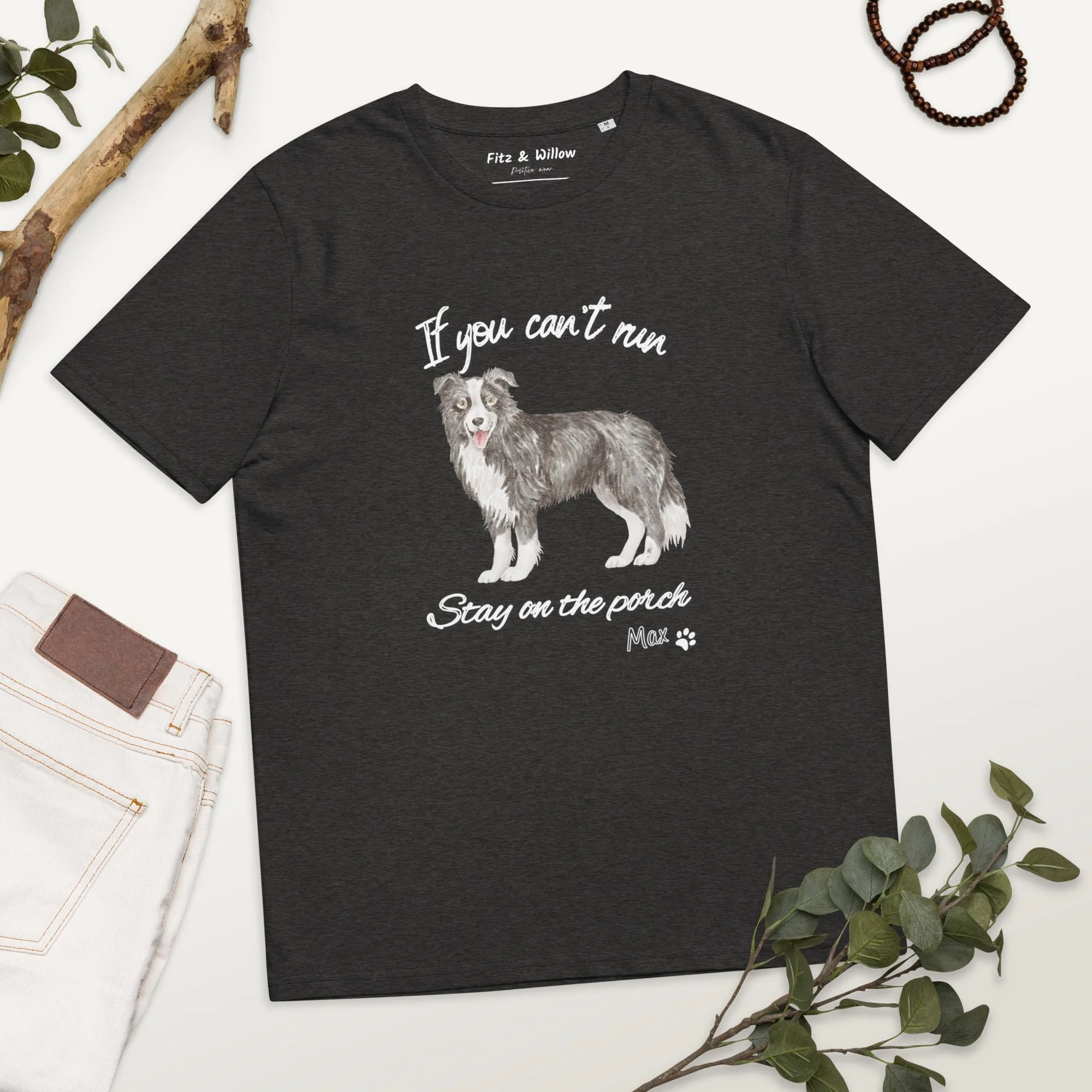 Unisex organic cotton t-shirt Border Collie Runner