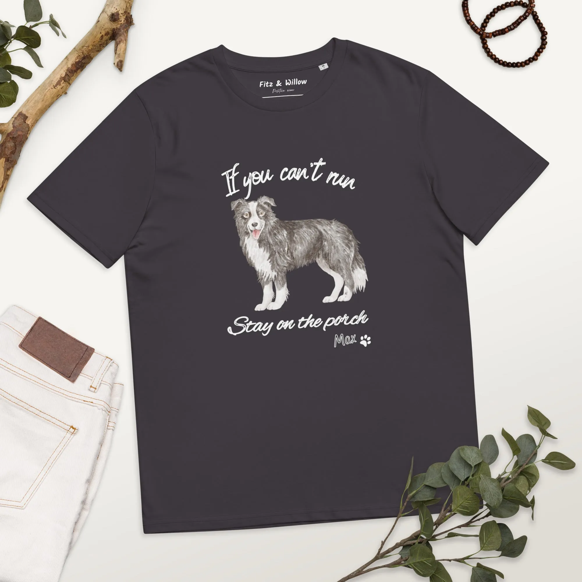 Unisex organic cotton t-shirt Border Collie Runner