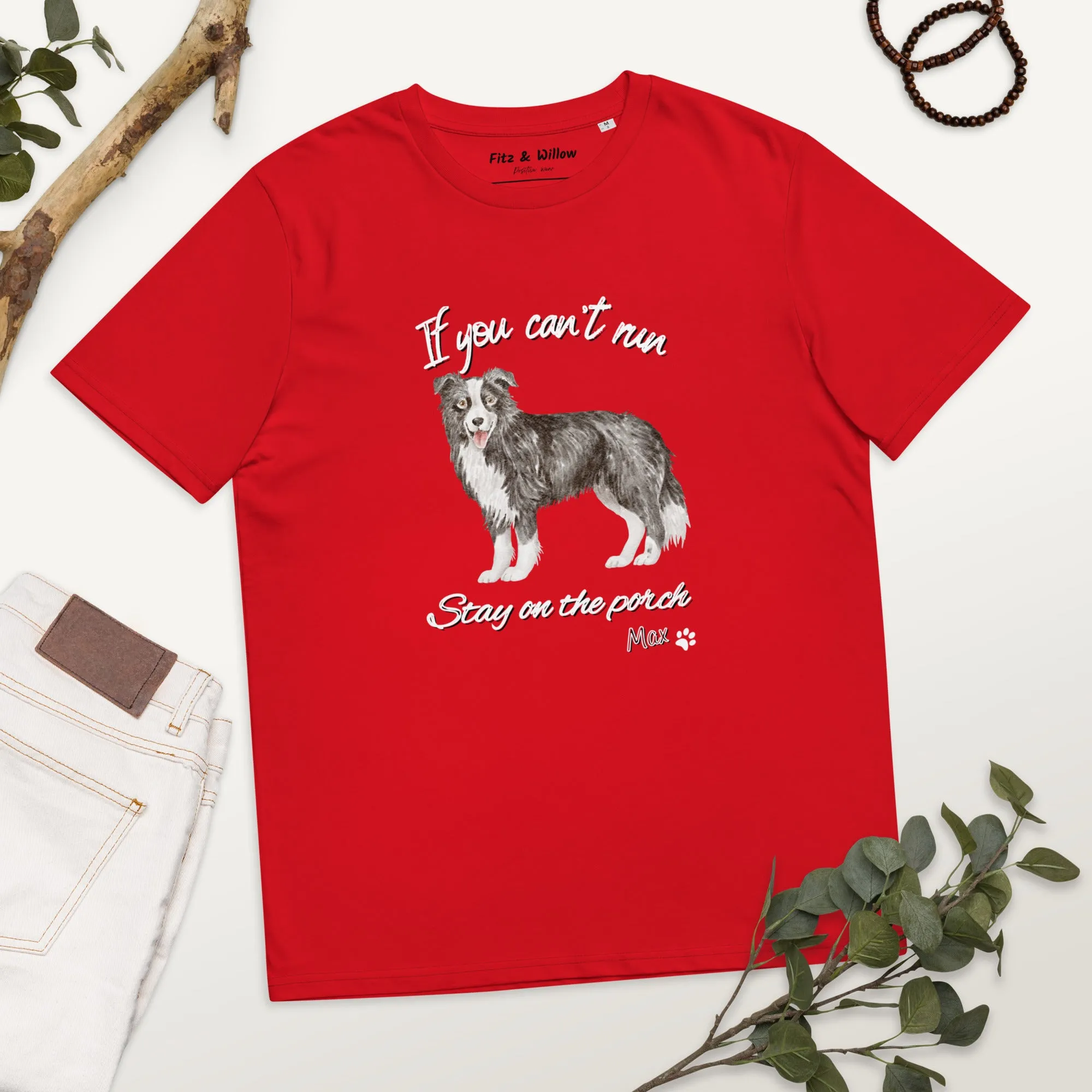 Unisex organic cotton t-shirt Border Collie Runner