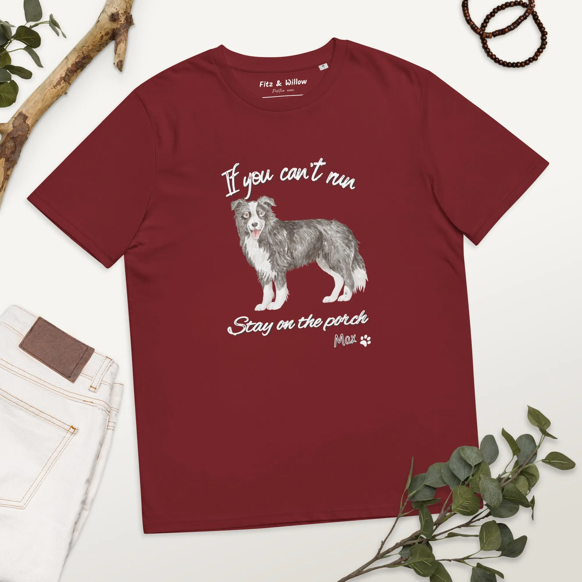 Unisex organic cotton t-shirt Border Collie Runner