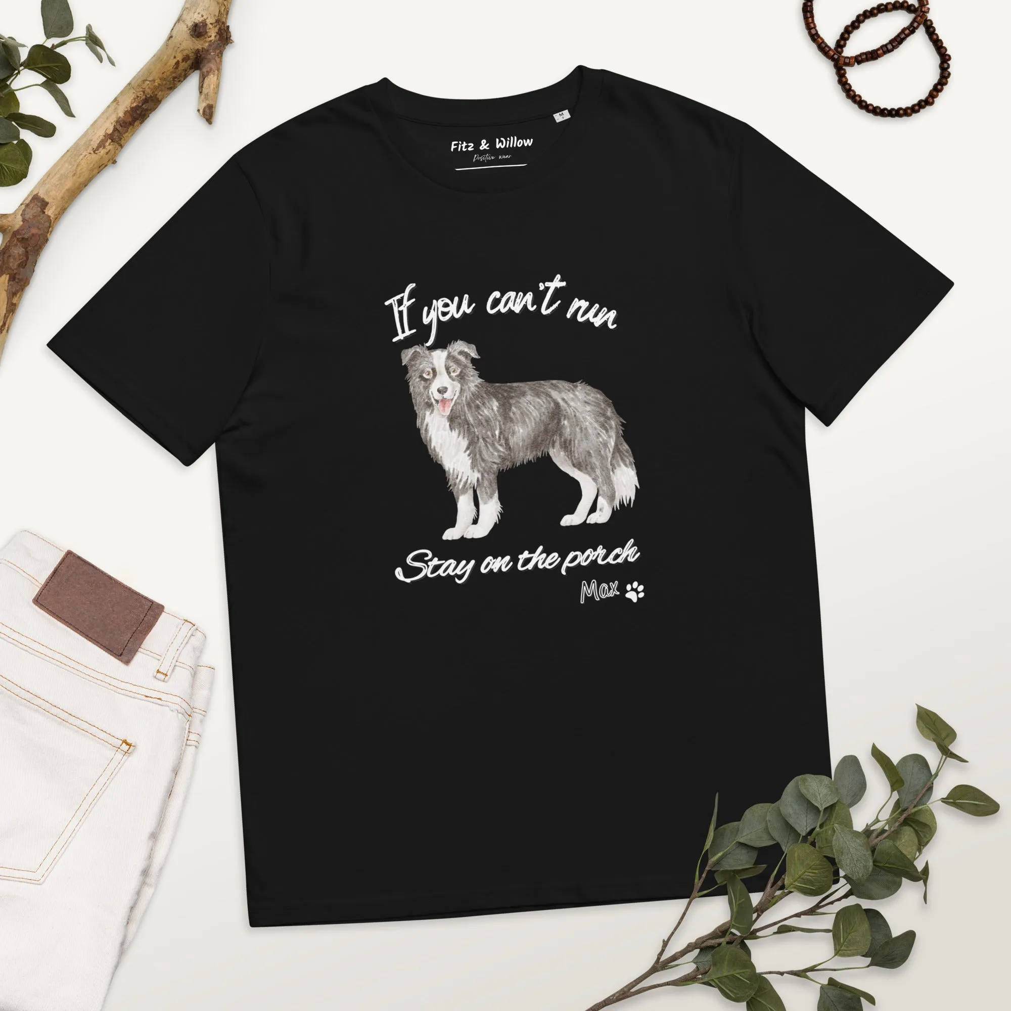 Unisex organic cotton t-shirt Border Collie Runner