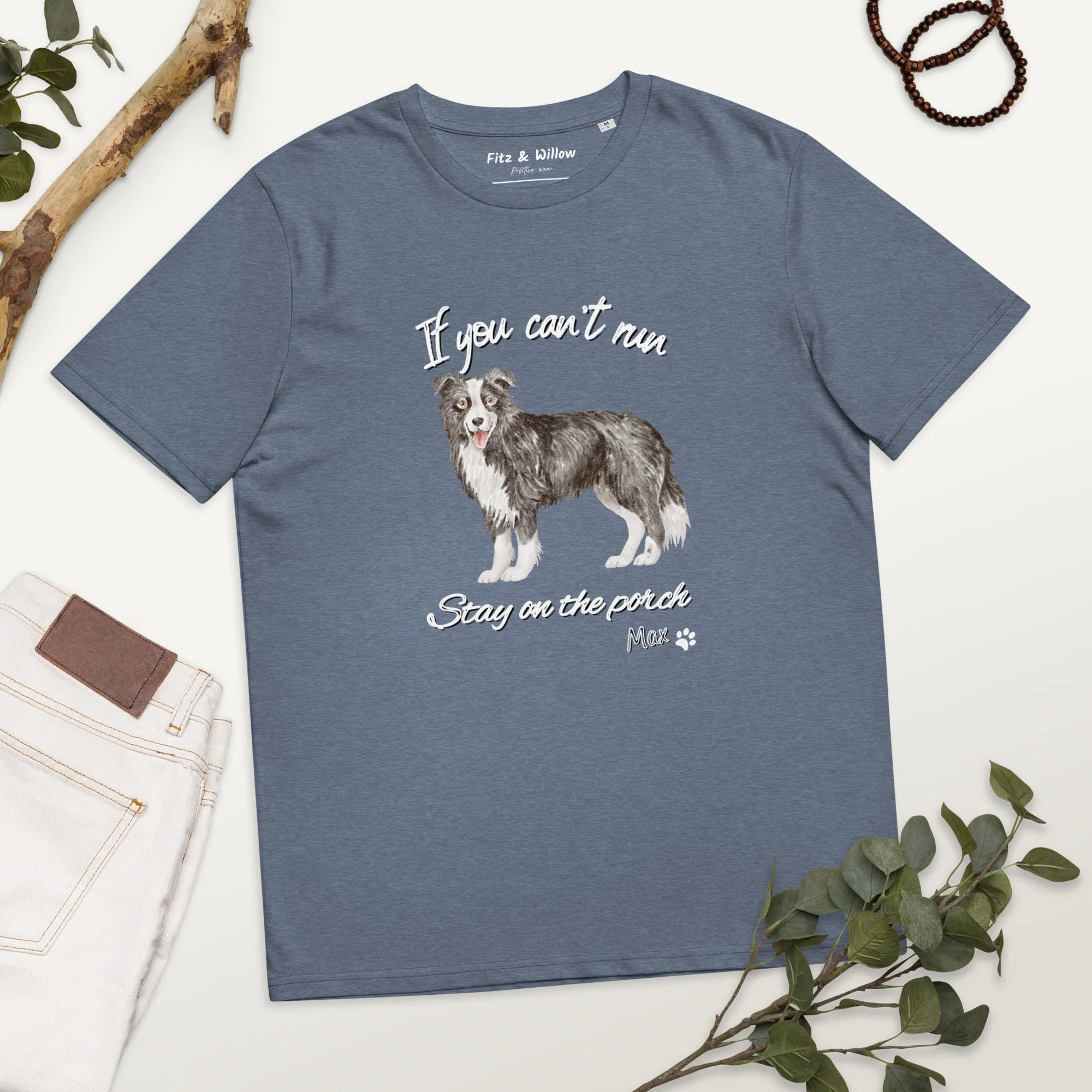 Unisex organic cotton t-shirt Border Collie Runner