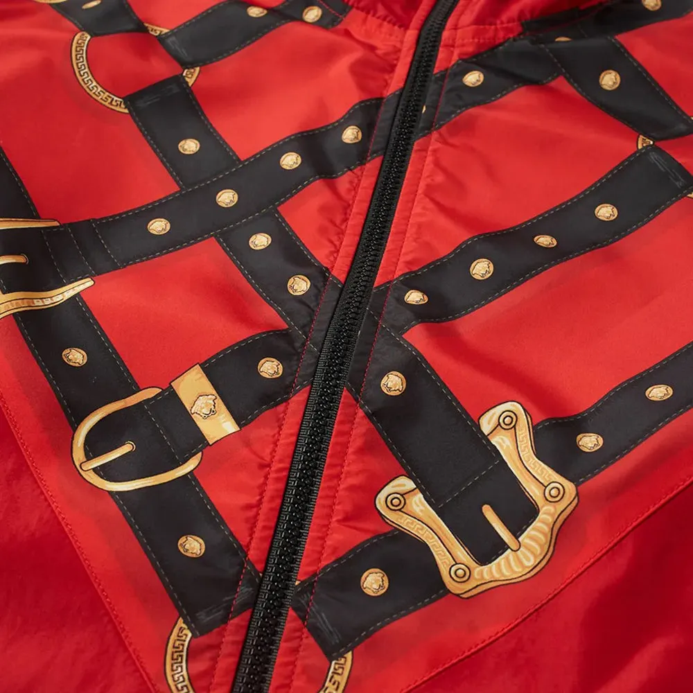 Versace Men's Nylon Harness Windbreaker Jacket in Red