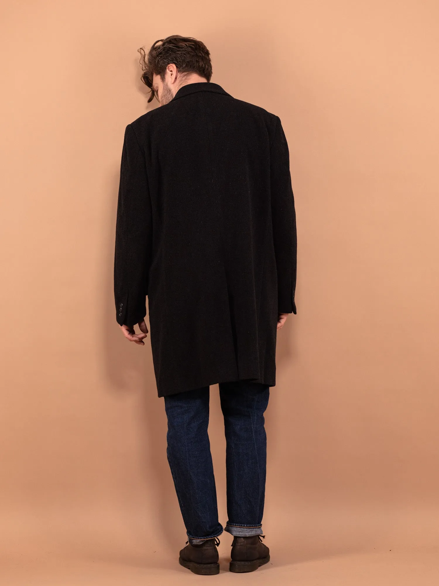 Vintage 00's Men Wool Blend Coat in Dark Gray