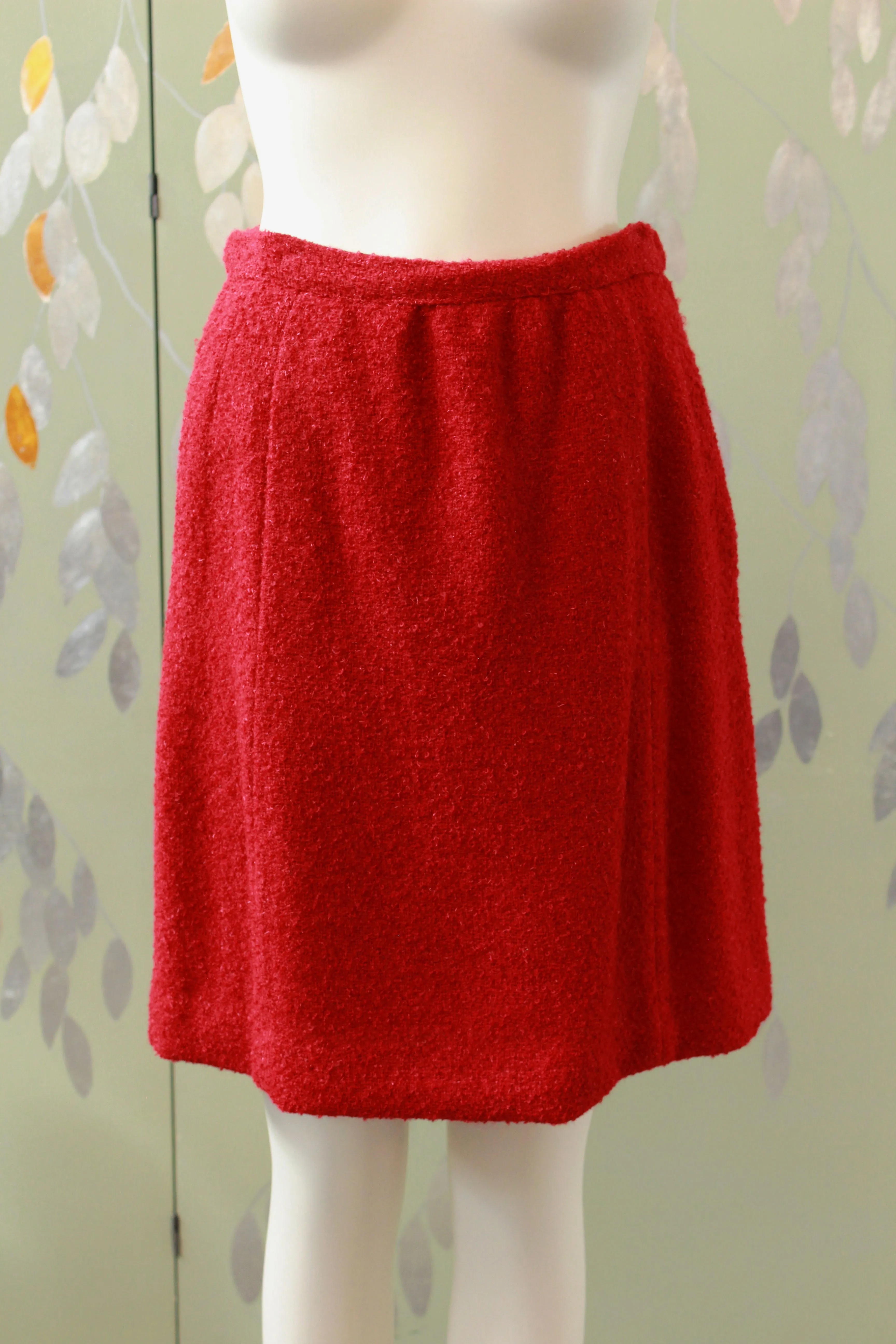 Vintage 1960s 3 Piece Red and Orange Mod Skirt Suit Set, XS