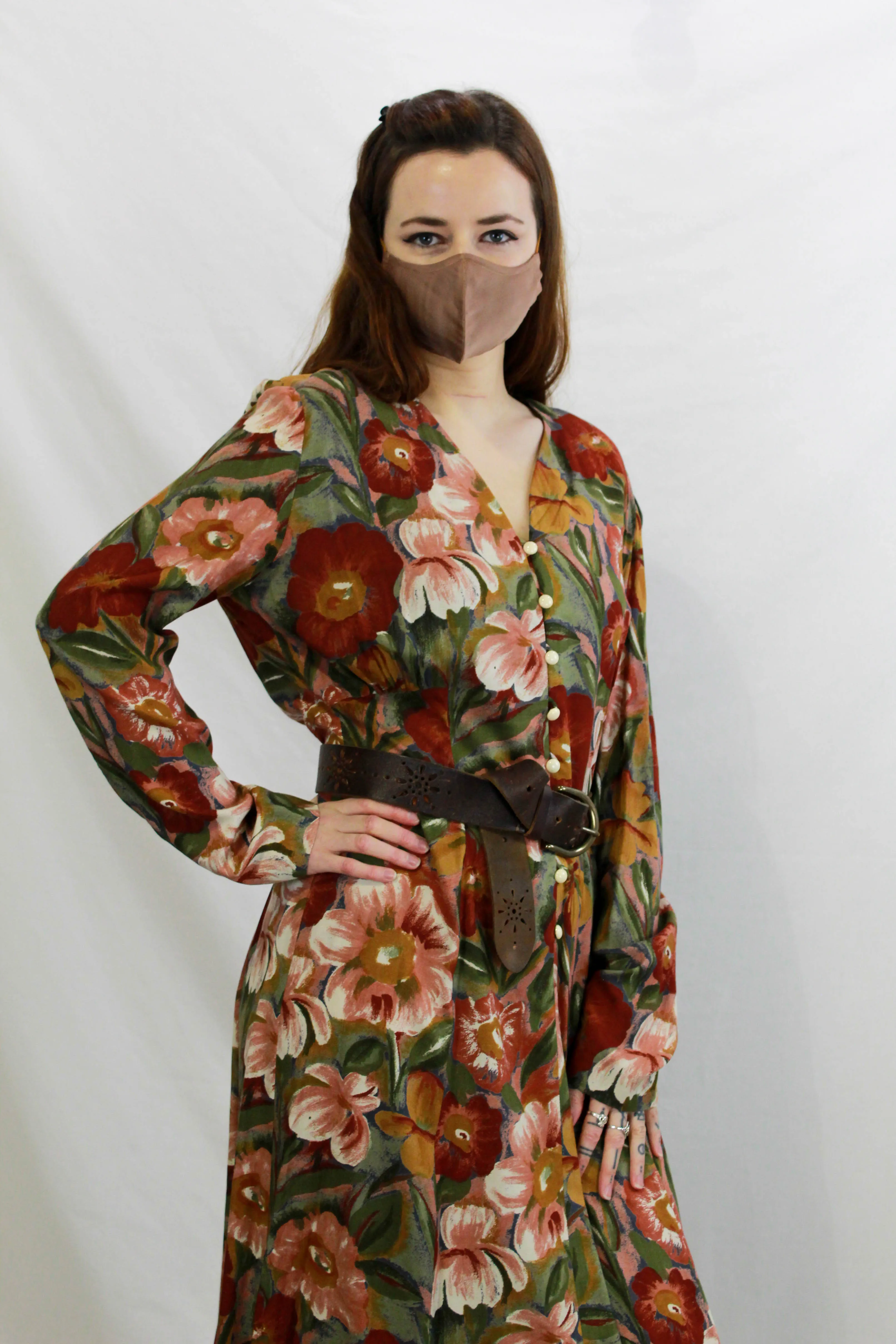 Vintage 1990s Deadstock Floral Rayon Maxi Dress, Medium