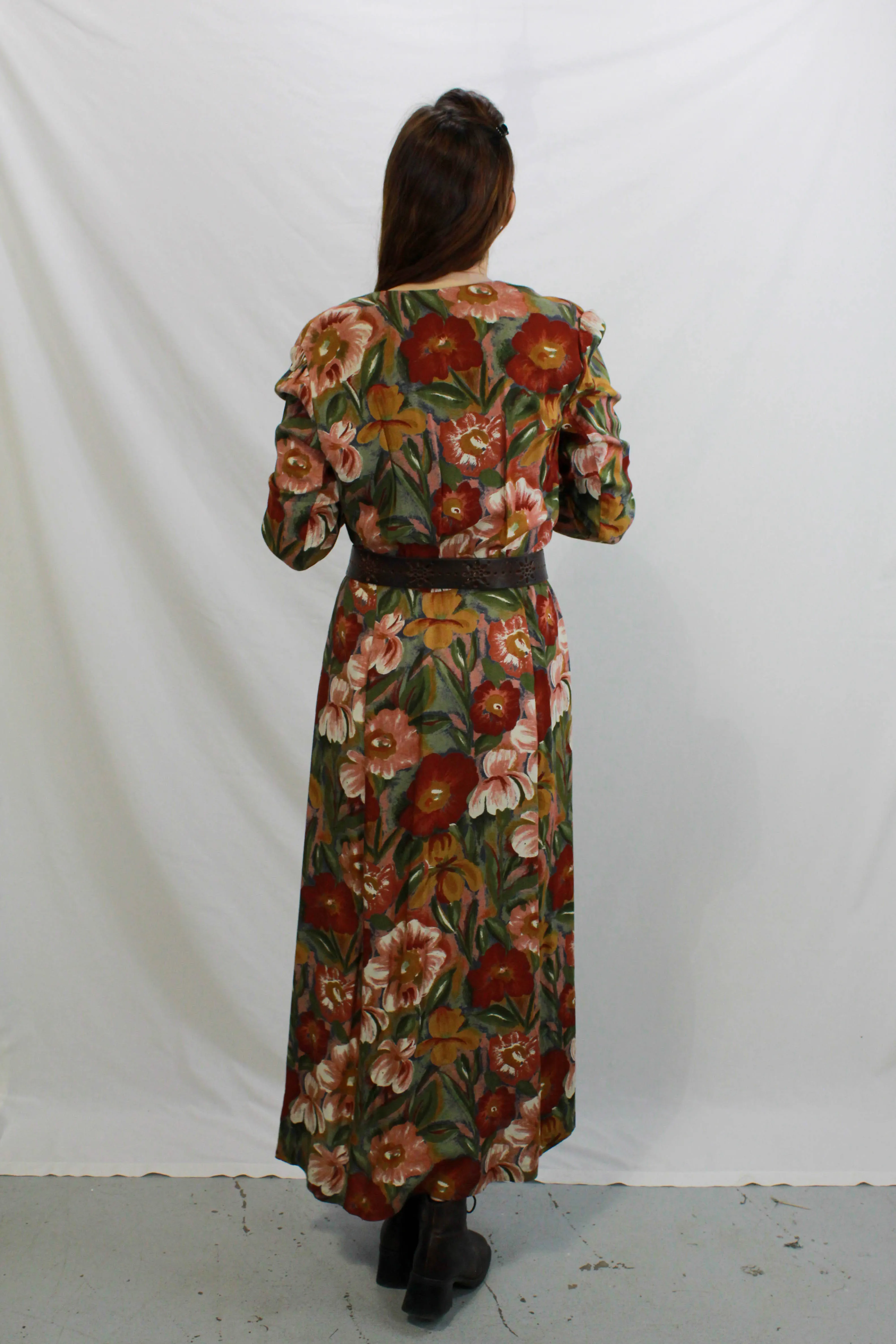 Vintage 1990s Deadstock Floral Rayon Maxi Dress, Medium