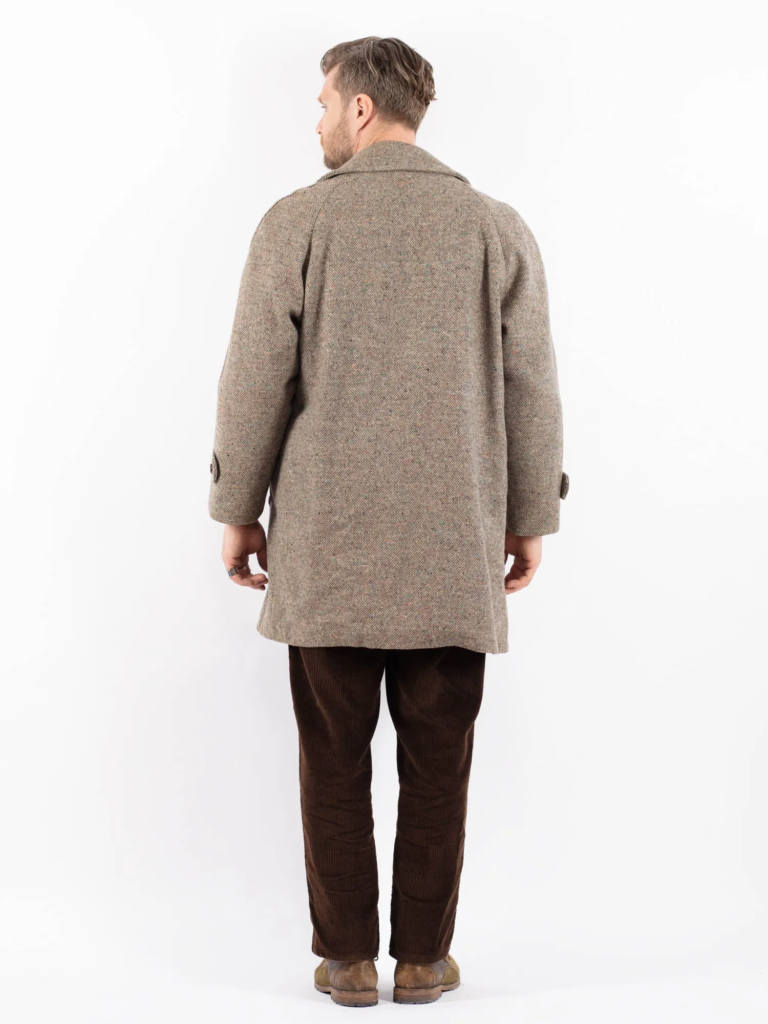 Vintage 70's Men Wool Coat in Beige