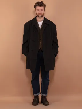 Vintage 80's Men Wool Blend Parka Coat in Grey