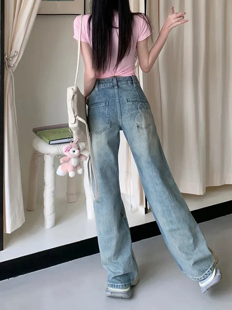 Vintage 90s Washed Baggy Wide-leg Streetwear Jeans