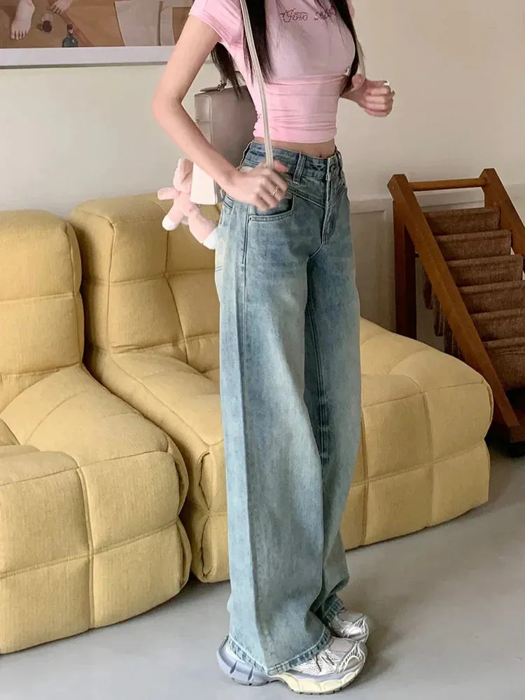 Vintage 90s Washed Baggy Wide-leg Streetwear Jeans