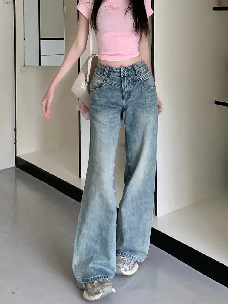 Vintage 90s Washed Baggy Wide-leg Streetwear Jeans