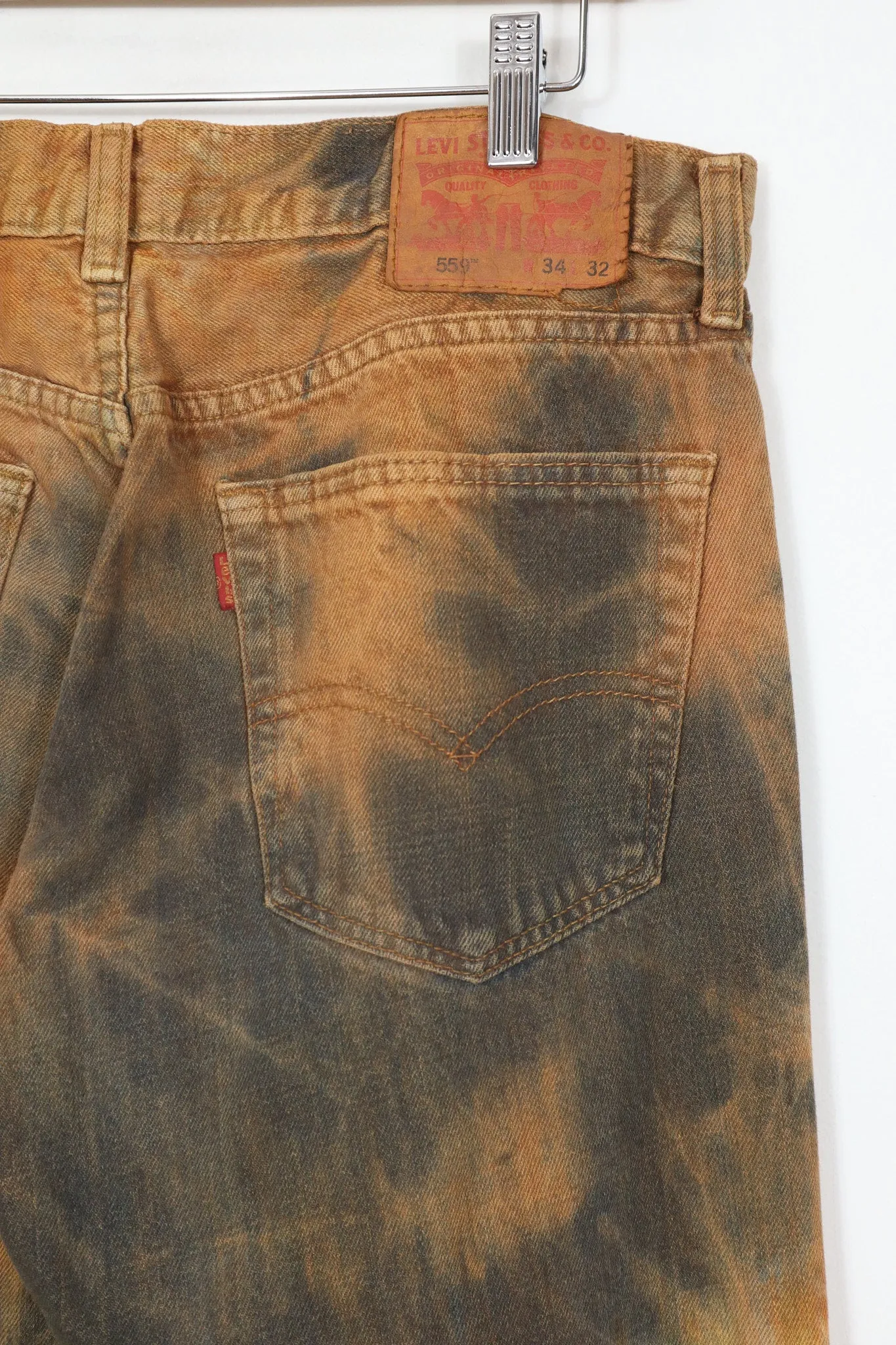 Vintage Reworked Rust Dyed 559 Levis Relaxed Fit Jeans