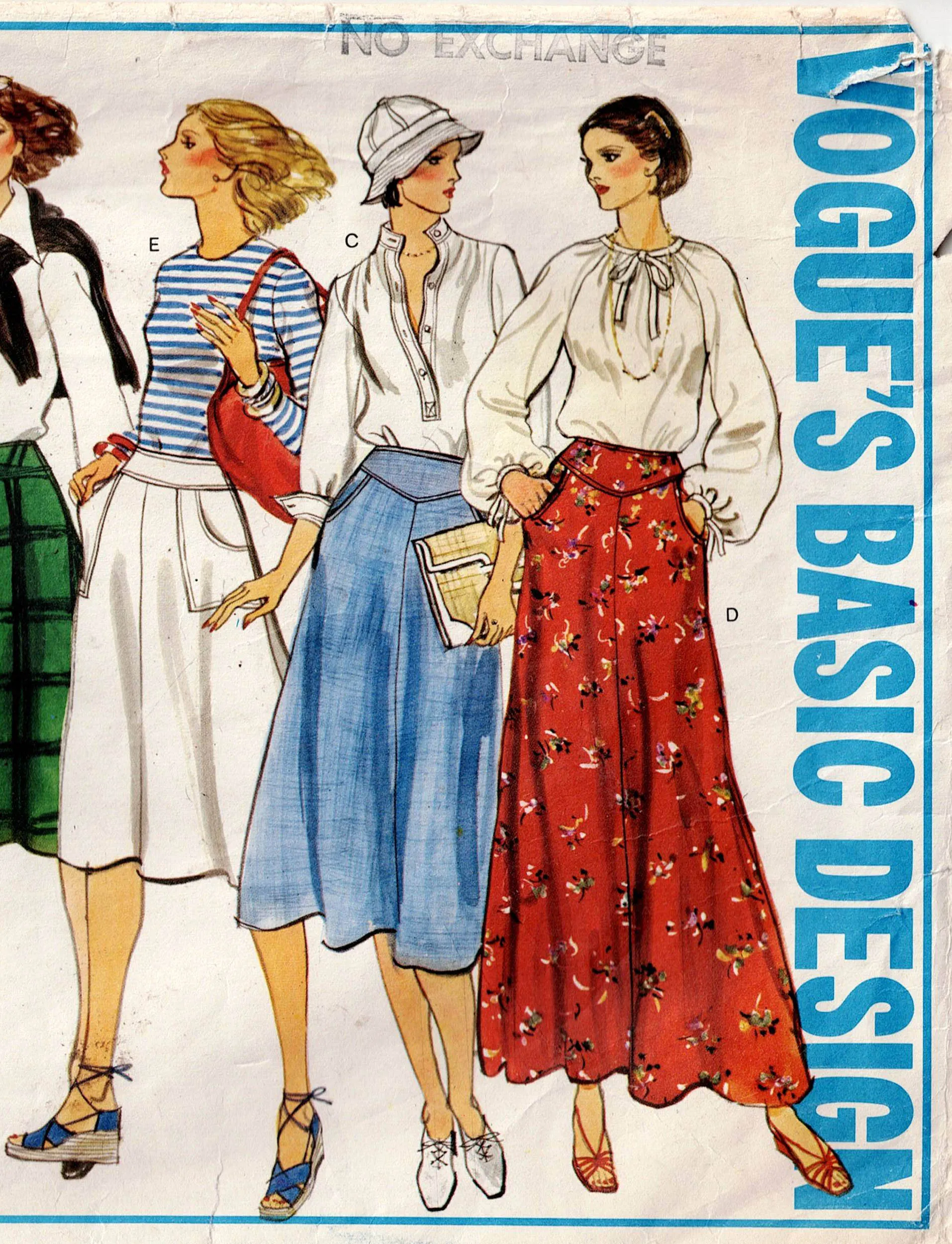 Vogue Basic Design 1701 Womens Panelled Skirts with Pockets & Yoke 1970s Vintage Sewing Pattern Size 10 Waist 25 inches
