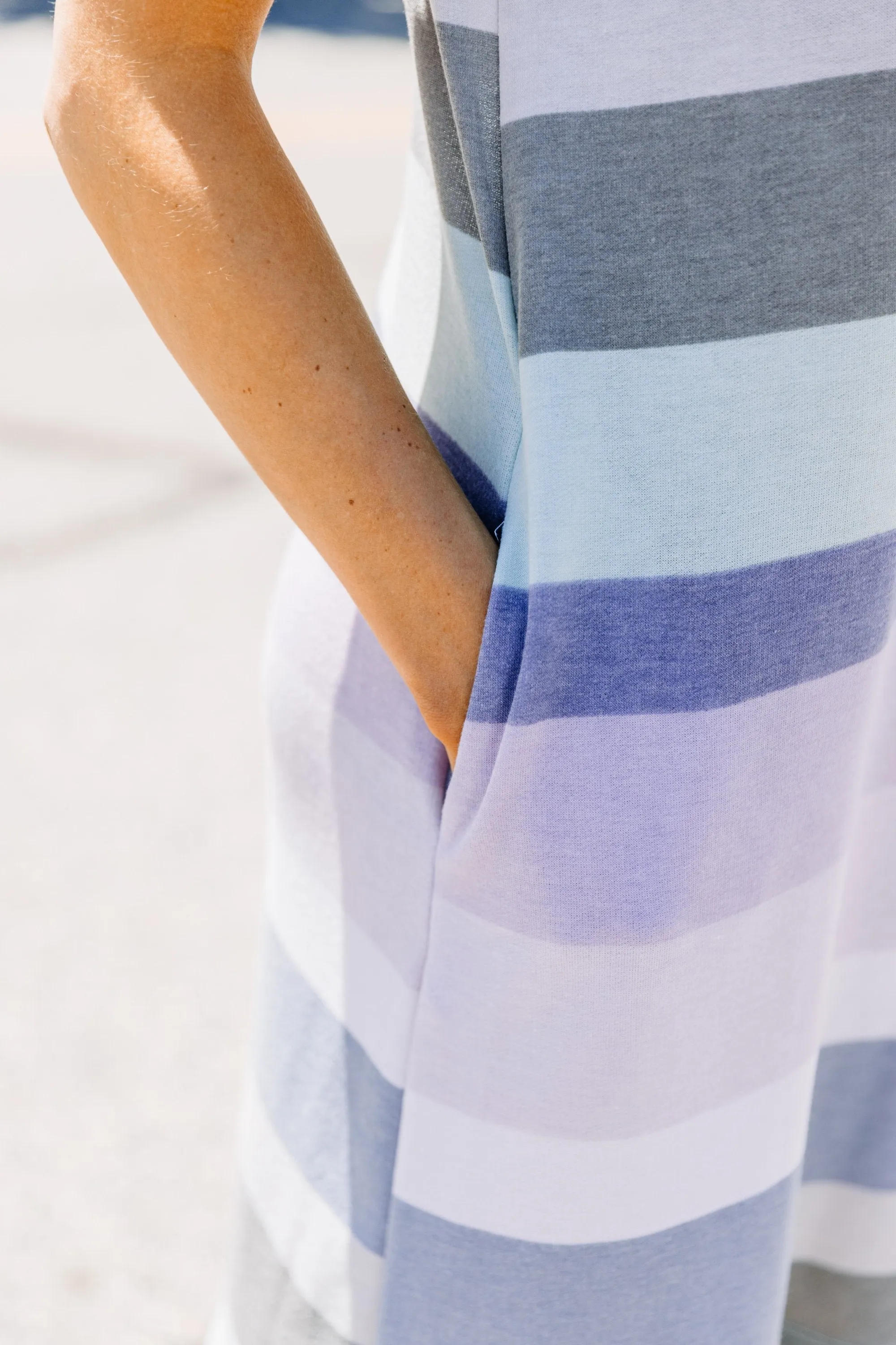 What You Need Blue Striped T-shirt Dress