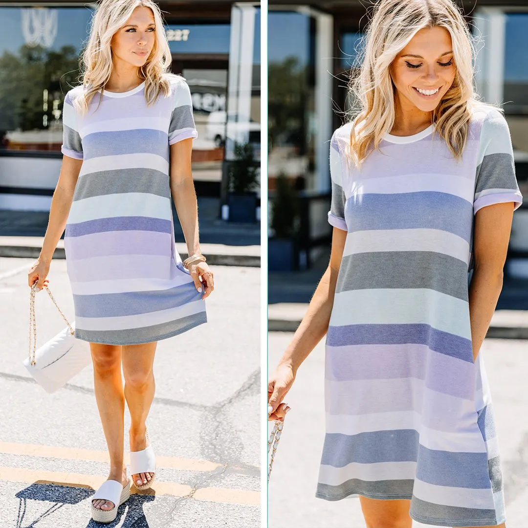 What You Need Blue Striped T-shirt Dress