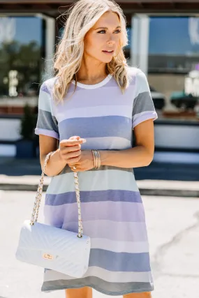 What You Need Blue Striped T-shirt Dress