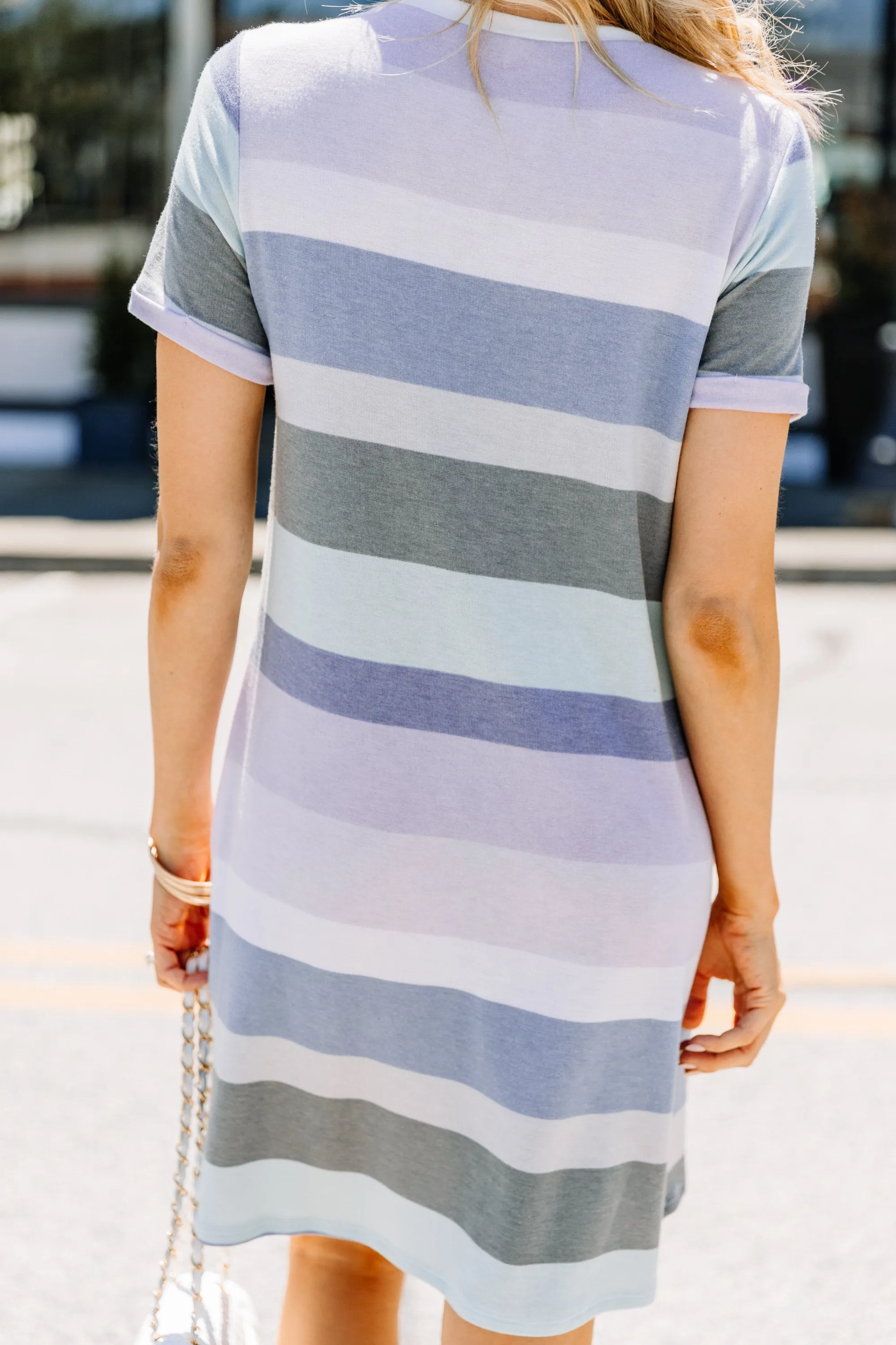 What You Need Blue Striped T-shirt Dress