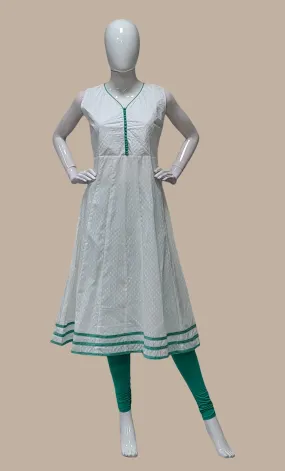 White Embroidered Kurti Top