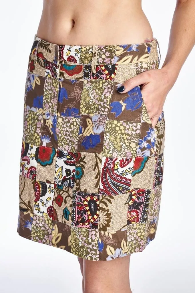 Women's Batik Printed Patchwork Skirt