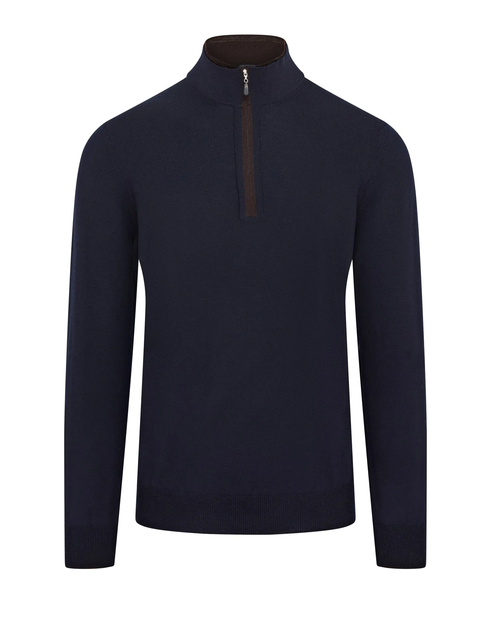 Zattura Quarter Zip Button & Zip Detail Knitted Jumper (Navy)