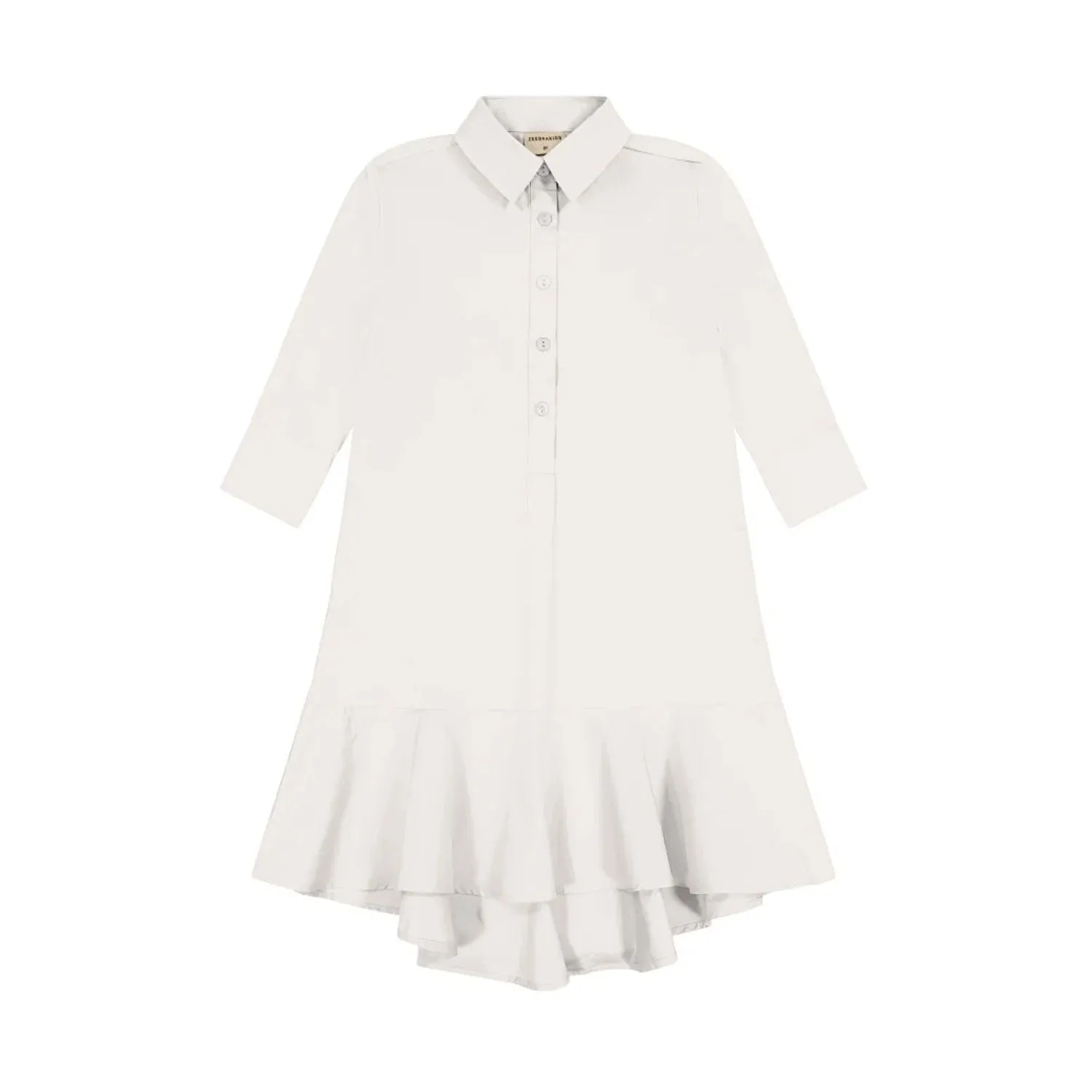 Zeebra Kids White Dove Tiered Shirt Dress